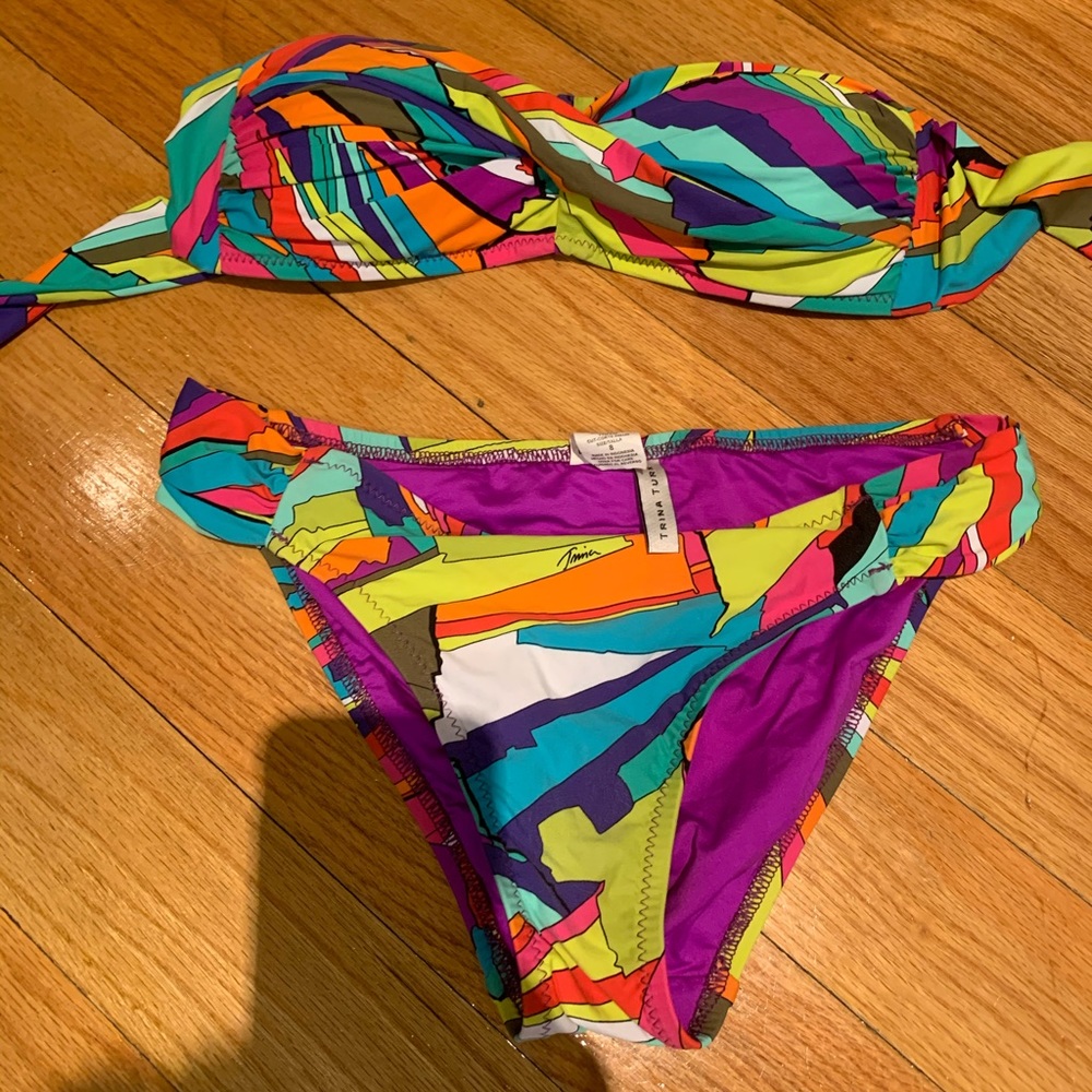 Trina Turk colorful bikini top + bottom (M)